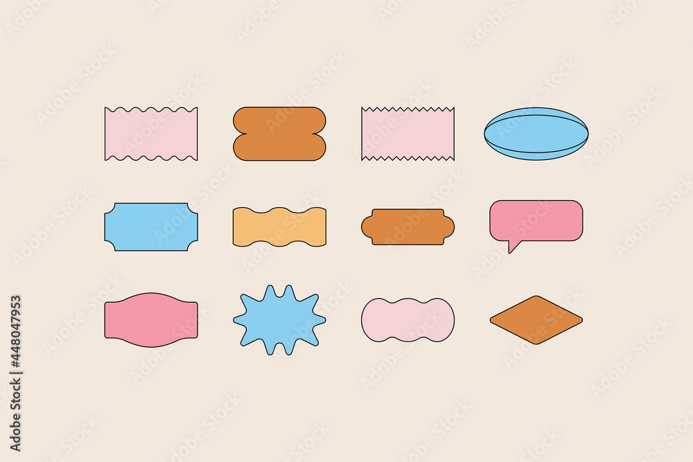 Vector set of design elements, patches and stickers with copy space for text - abstract background elements Vector set of design elements, patches and stickers with copy space for text - abstract background elements