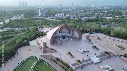 aerial shot of Pakistan Monument architecture lush green city Capital of Pakistan photo