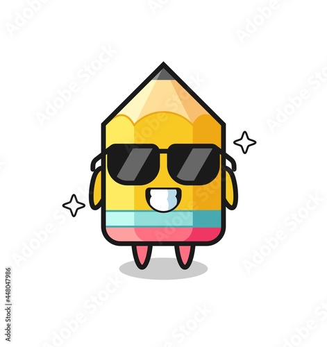 Cartoon mascot of pencil with cool gesture