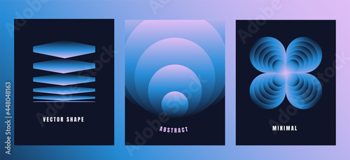 Vector illustration collection - trendy abstract creative minimalist prints and compositions with bright gradient colors - design templates for social media posts and stories, posters and banners
