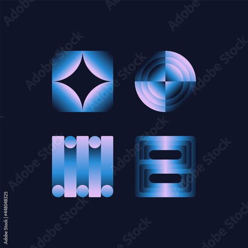 Vector illustration collection - trendy abstract creative minimalist prints and compositions with bright gradient colors - design templates for social media posts and stories, posters and banners