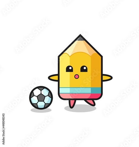 Illustration of pencil cartoon is playing soccer © heriyusuf