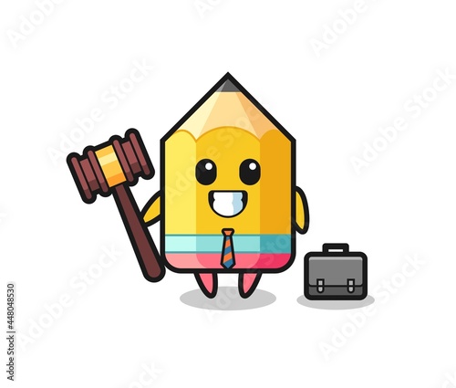 Illustration of pencil mascot as a lawyer
