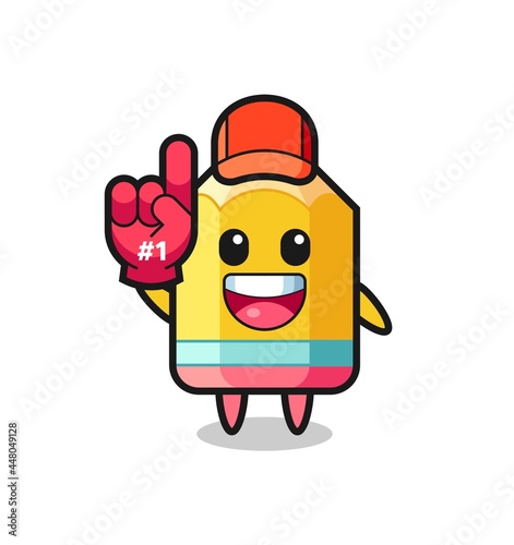 pencil illustration cartoon with number 1 fans glove