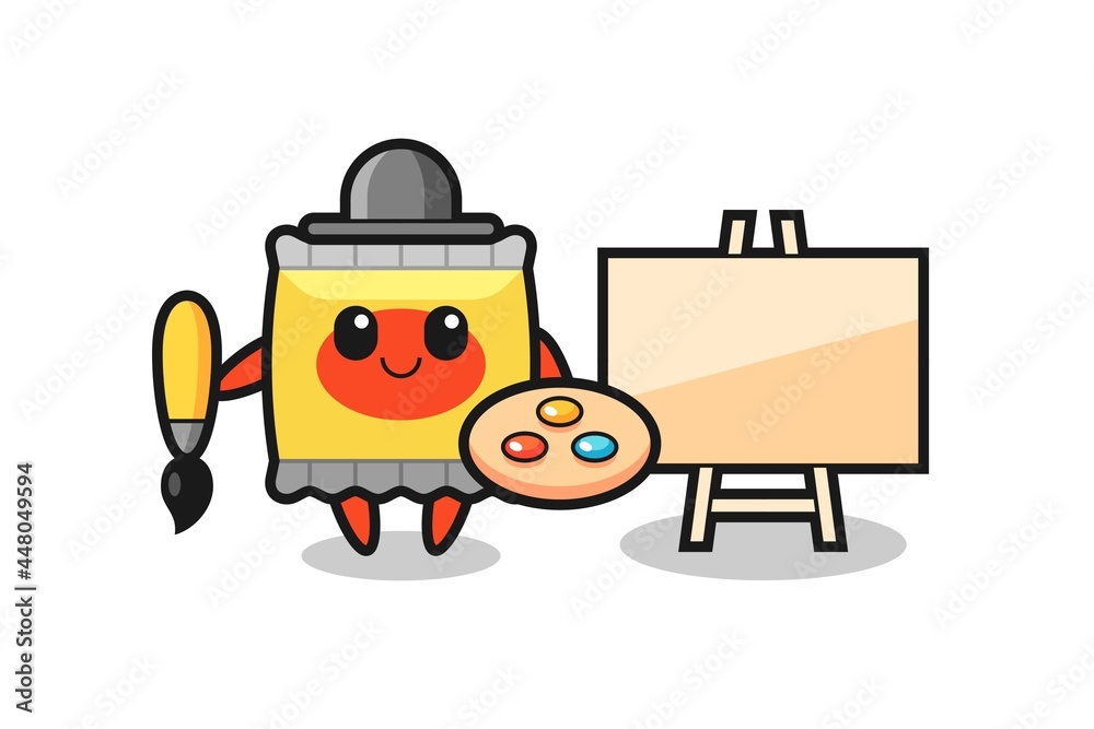 Illustration of snack mascot as a painter Illustration of snack mascot as a painter