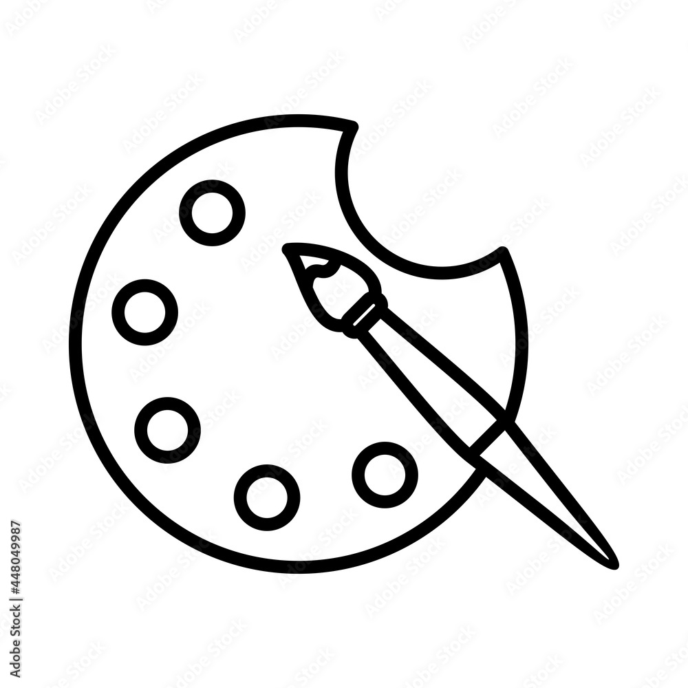 Paint And Brush Vector Line Icon Design Paint And Brush Vector Line Icon Design