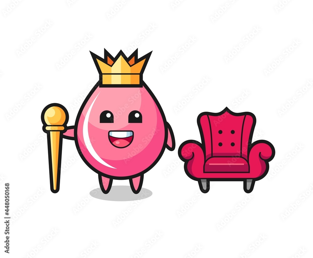 Mascot cartoon of strawberry juice drop as a king