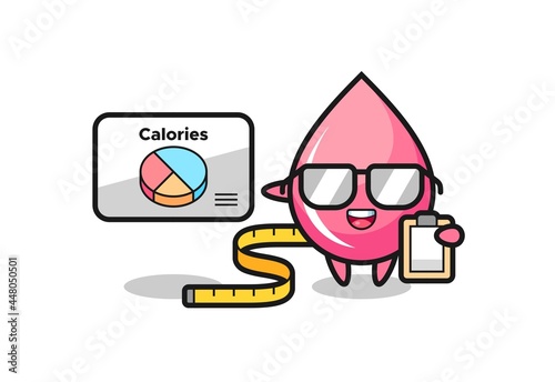 Illustration of strawberry juice drop mascot as a dietitian