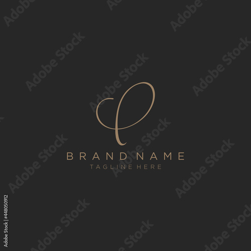 Letter L gold handwritten logo design template. Black background.