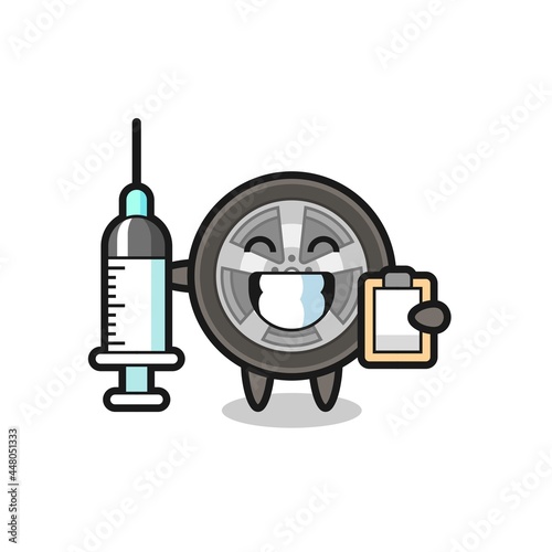 Mascot Illustration of car wheel as a doctor