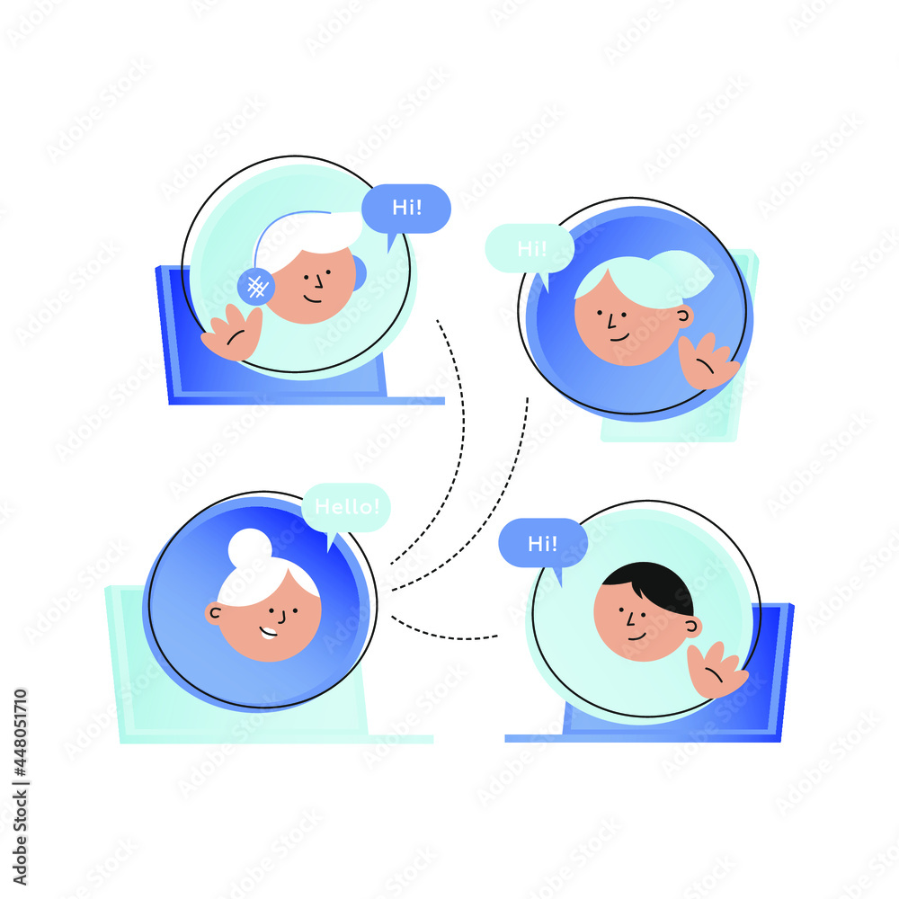 Teacher and Pupils on Online Education Process. Modern Flat Vector Illustration. Cute Characters, Chat Box, Laptop, Smartphone. Video Call Meeting. Remote Work. Social Media Template. Teacher and Pupils on Online Education Process. Modern Flat Vector Illustration. Cute Characters, Chat Box, Laptop, Smartphone. Video Call Meeting. Remote Work. Social Media Template.