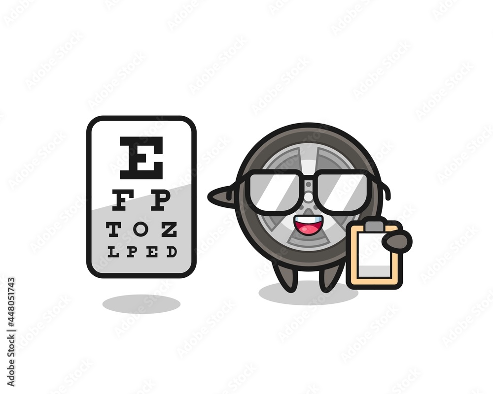 Illustration of car wheel mascot as an ophthalmology Illustration of car wheel mascot as an ophthalmology