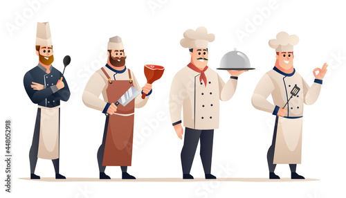 Set of professional male chef characters