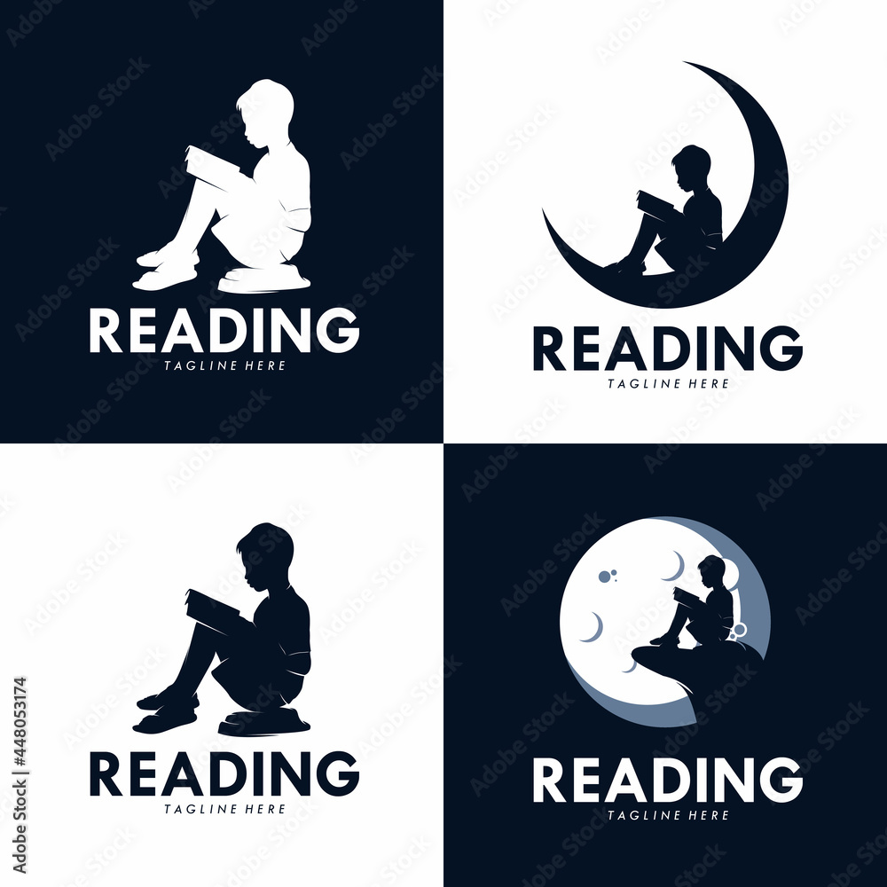 Children reading logo vector