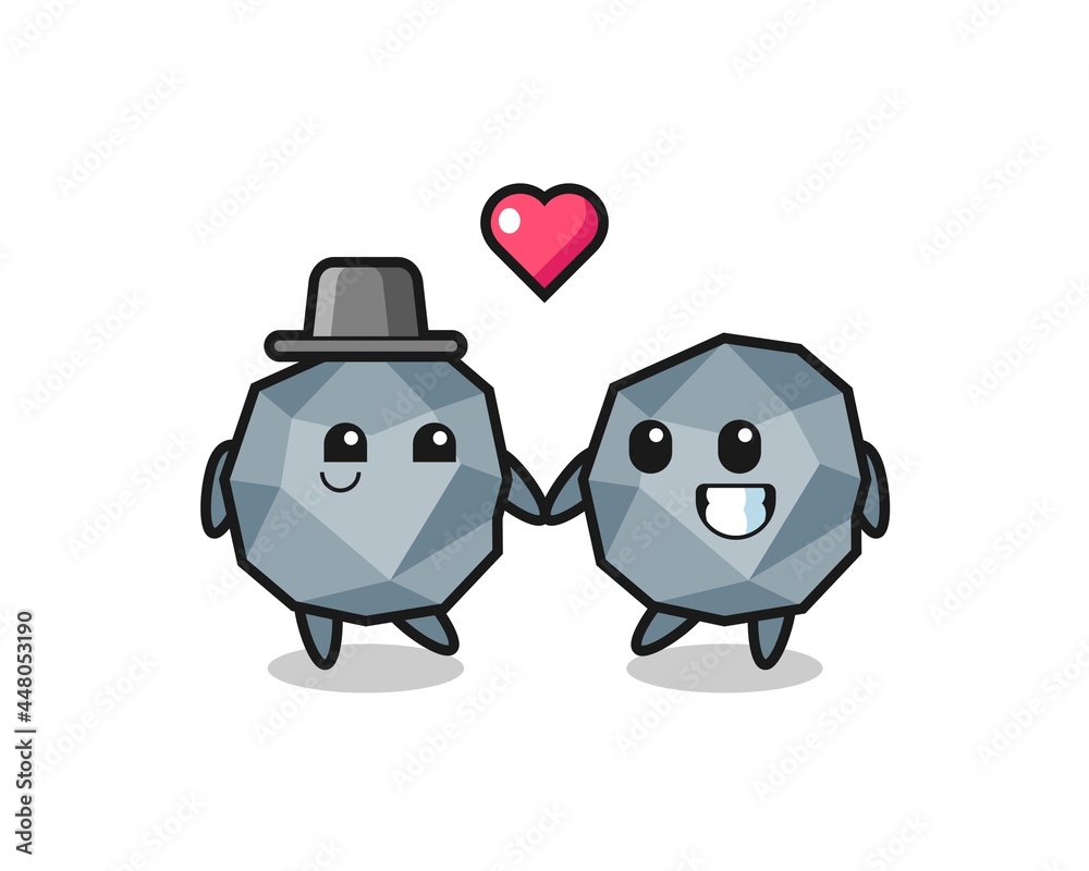 stone cartoon character couple with fall in love gesture