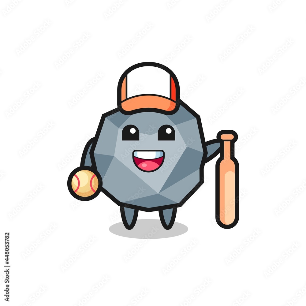 Cartoon character of stone as a baseball player Cartoon character of stone as a baseball player