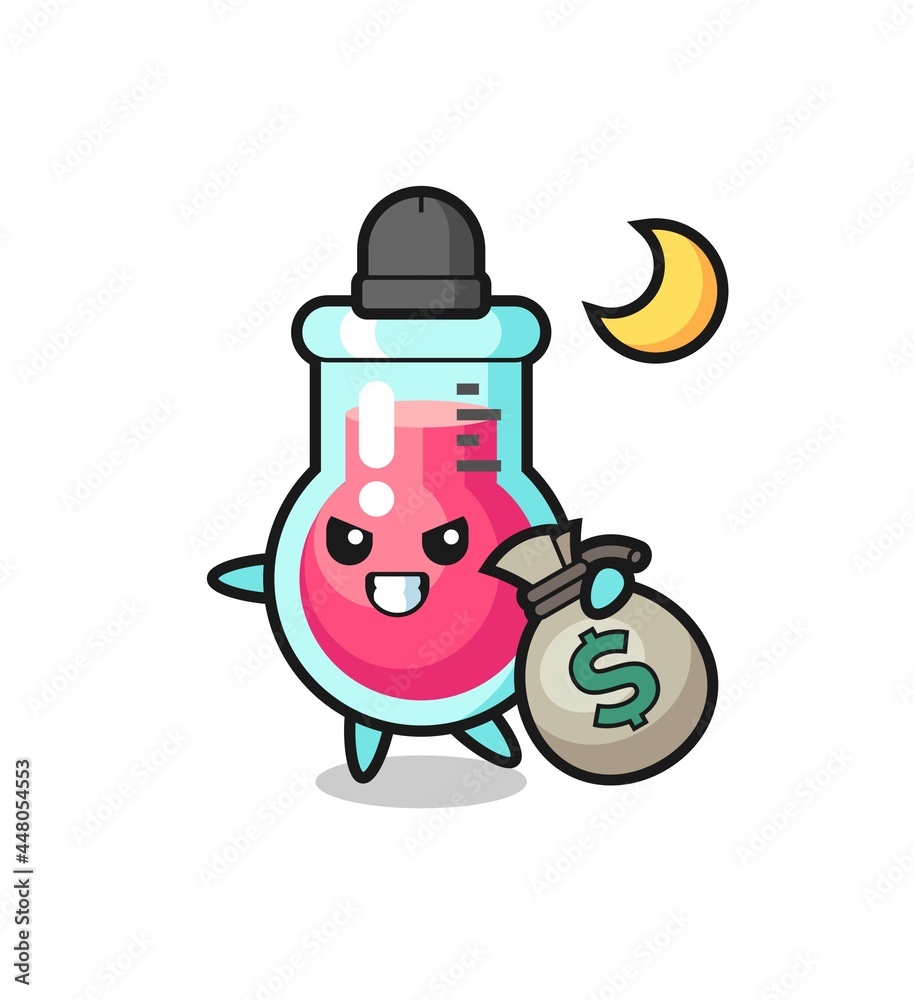 Illustration of laboratory beaker cartoon is stolen the money Illustration of laboratory beaker cartoon is stolen the money