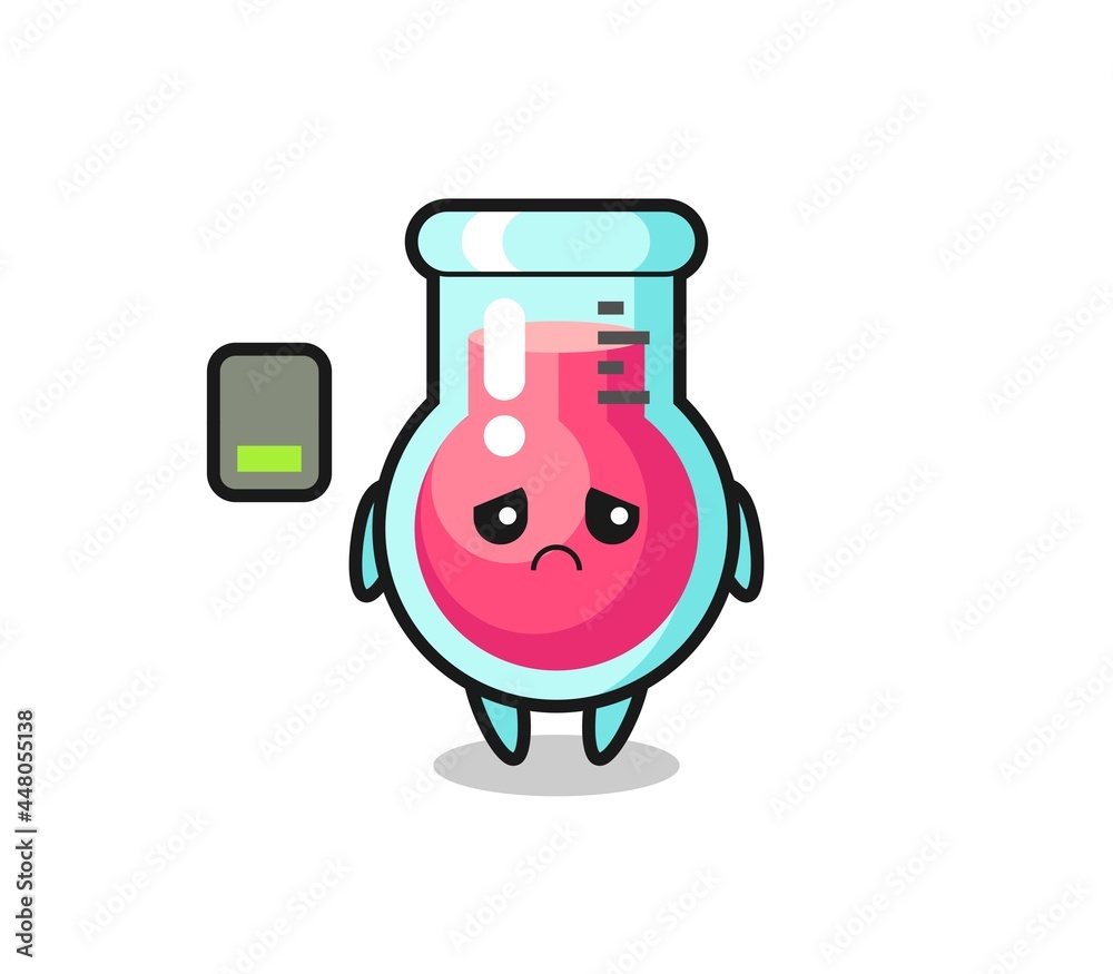 laboratory beaker mascot character doing a tired gesture laboratory beaker mascot character doing a tired gesture