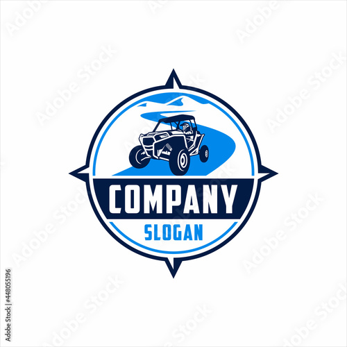 Atv tour logo with retro style compass badge design