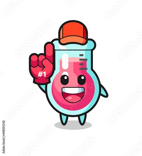 laboratory beaker illustration cartoon with number 1 fans glove