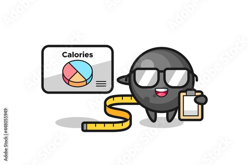 Illustration of cannon ball mascot as a dietitian