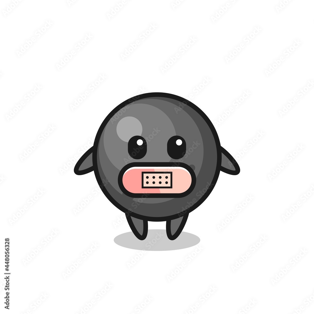 Naklejka premium Cartoon Illustration of cannon ball with tape on mouth