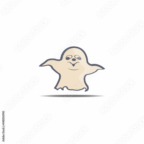 Cute ghost icon isolated on white backgrounds. Halloween symbol. Spooky logo