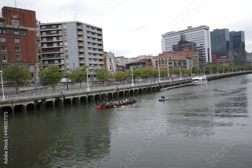 Rowing competition in the estuary of Bilbao © Laiotz