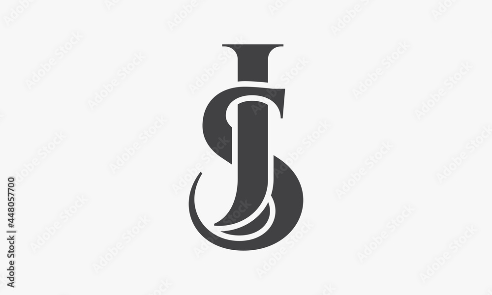 SJ or JS logo letter isolated on white background. SJ or JS logo letter isolated on white background.