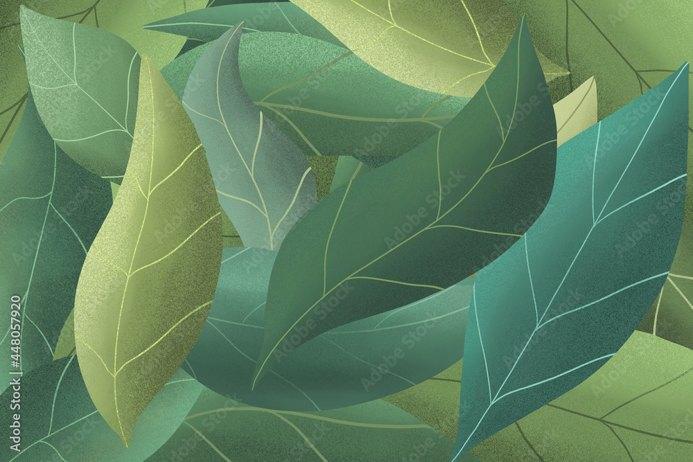 Obraz premium Illustration of green leaves with the start of spring