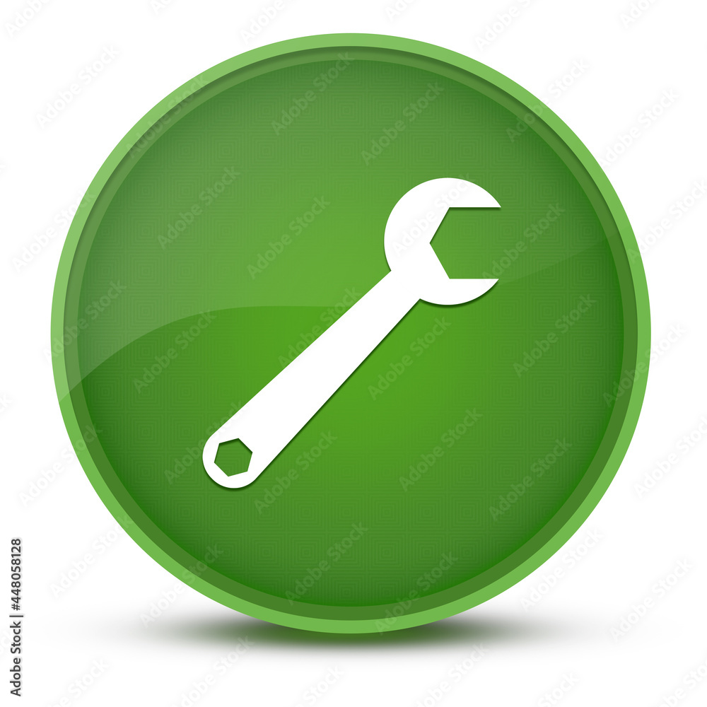 Spanner luxurious glossy green round button abstract Spanner luxurious glossy green round button abstract