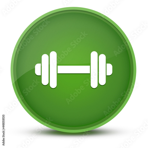 Dumbbell luxurious glossy green round button abstract