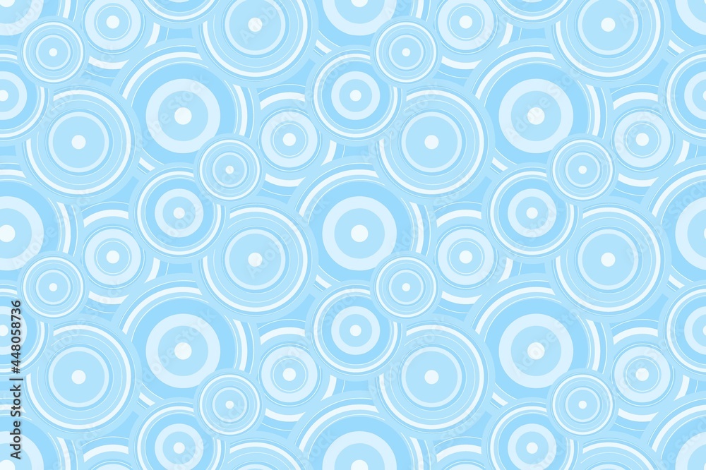 Seamless pattern of blue background. Water in the form of circles from raindrops. In a simple flat style. Vector.