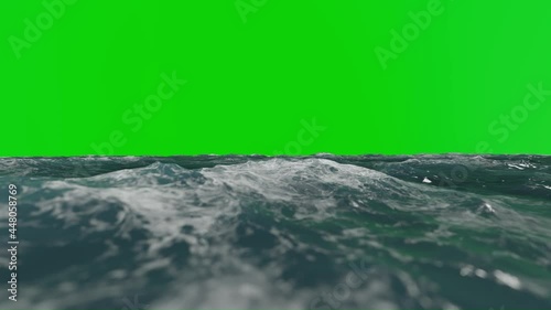 Close Up Of Rough Sea, Green Screen Chromakey