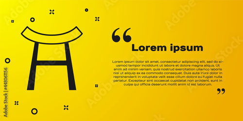 Black Japan Gate icon isolated on yellow background. Torii gate sign. Japanese traditional classic gate symbol. Vector