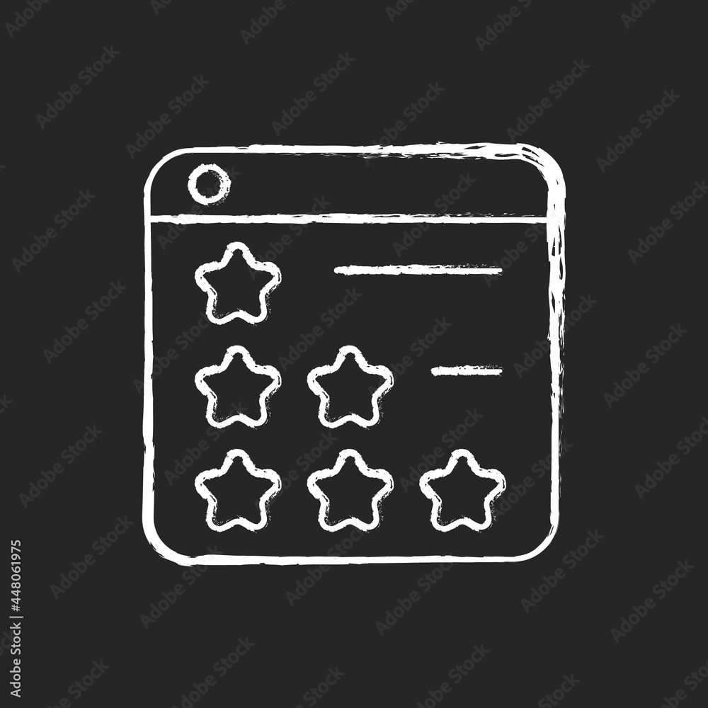 Consumer review networks chalk white icon on dark background. Customer feedback for businesses. Reviewing products. Affect purchase decisions. Isolated vector chalkboard illustration on black