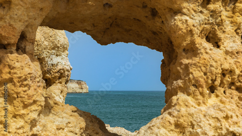 On the coast and cliffs of the Algarve in Portugal