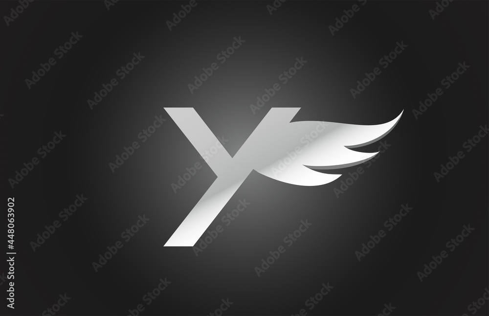 black and white Y wing alphabet letter icon logo. Creative design for company and business