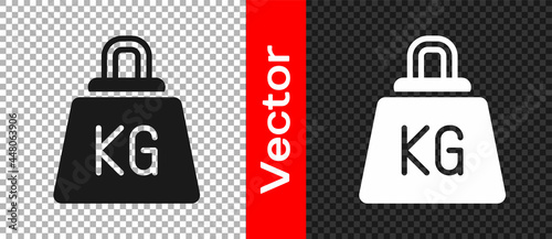 Black Weight icon isolated on transparent background. Kilogram weight block for weight lifting and scale. Mass symbol. Vector