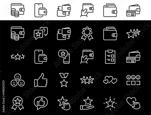 Simple Set Feedback, reviews thin line icons. Evaluation, review, STAR, LIKE and much more, Editable stroke. Vector illustration