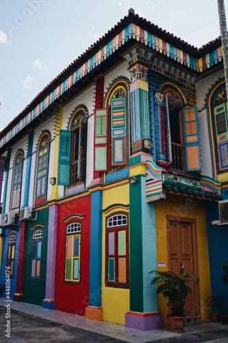 colorful facade of a building in Indian style