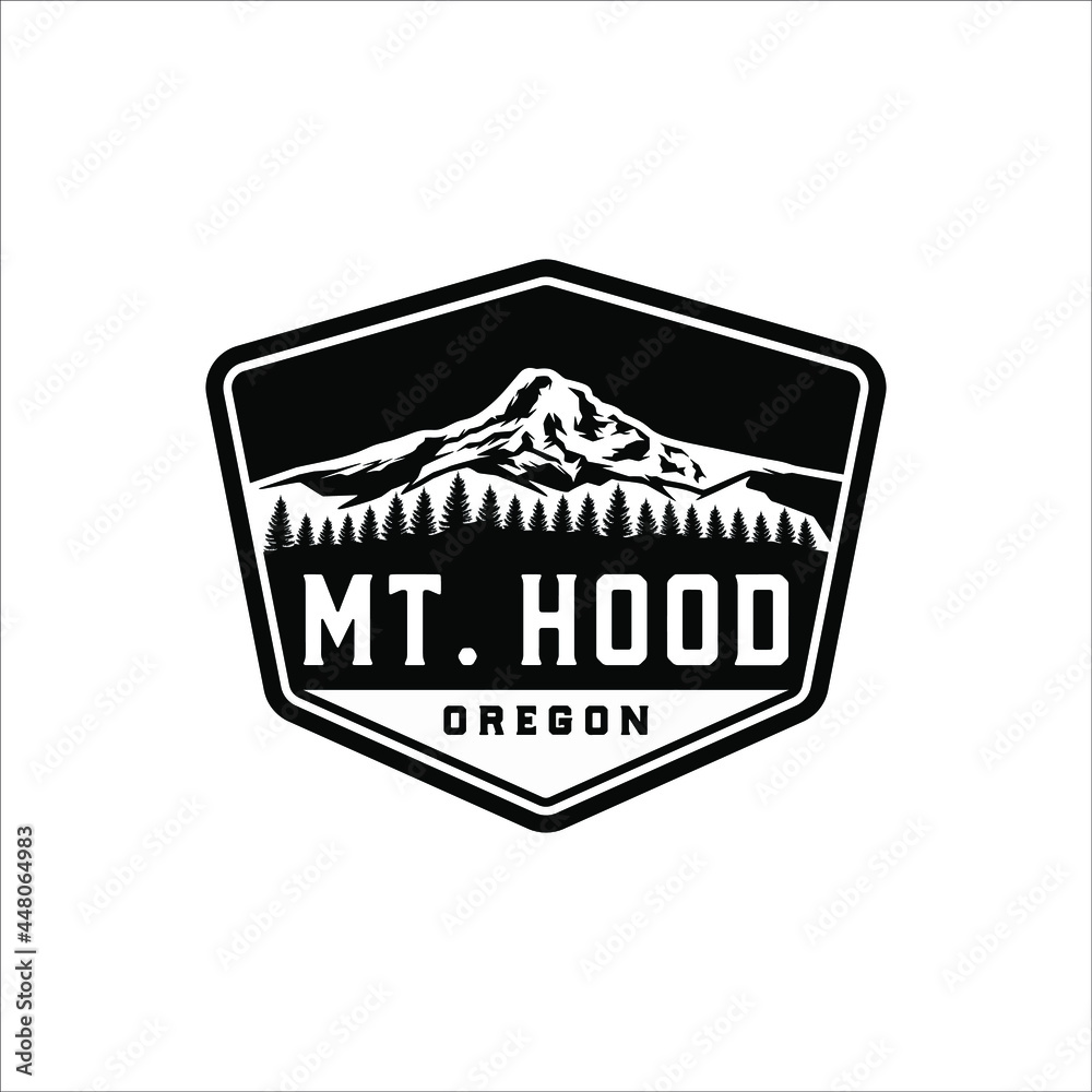 Mount hood logo with retro style badge design