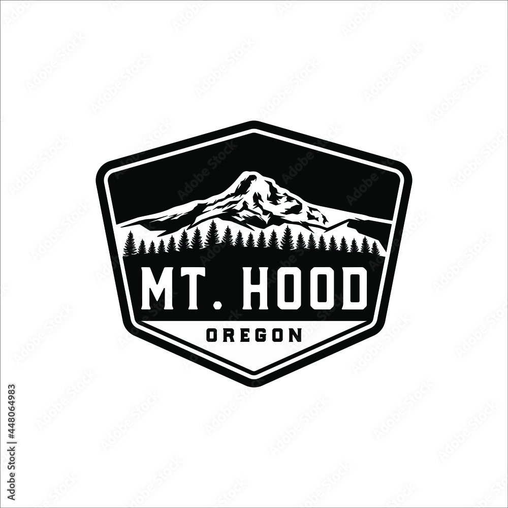 Mount hood logo with retro style badge design Mount hood logo with retro style badge design