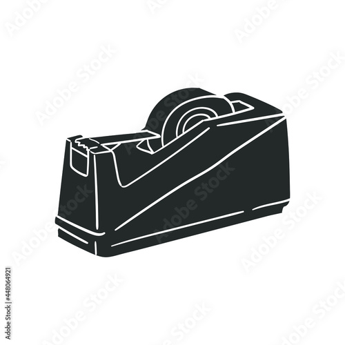 Scotch Tape Icon Silhouette Illustration. Office Adhesive Vector Graphic Pictogram Symbol Clip Art. Doodle Sketch Black Sign.