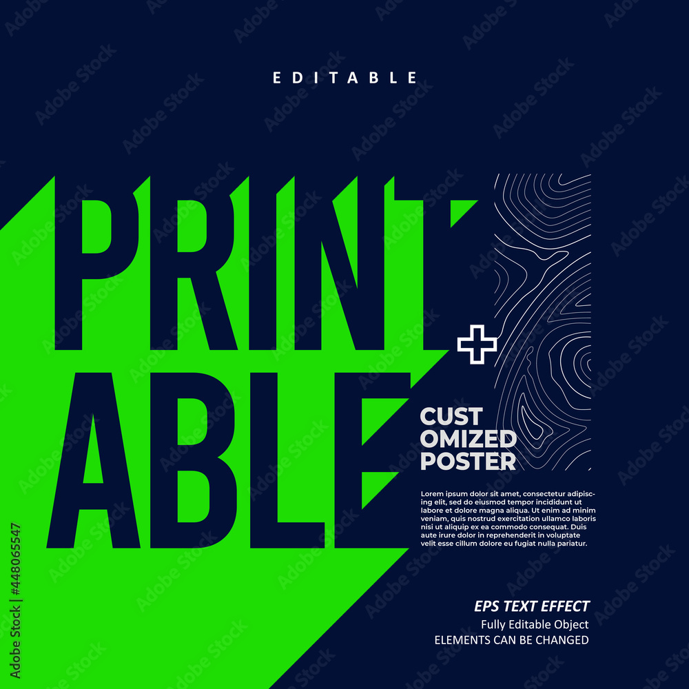 Naklejka premium Printable customized Stabilo Shadow Effect text effect editable premium vector