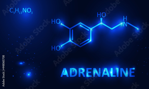 adrenaline molecule on dark blue background, vector illustration