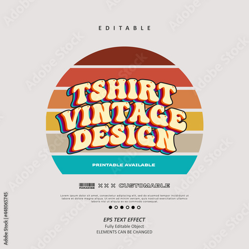 Tshirt Vintage Holiday text effect editable premium vector