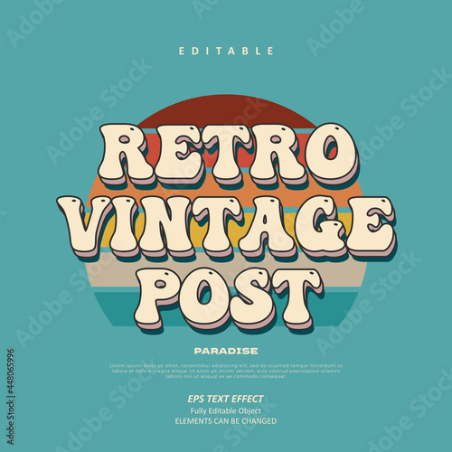 Holiday Retro VIntage Post Effect text effect editable premium vector