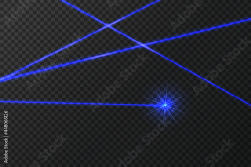 Intersecting glowing laser security beams on a dark background.