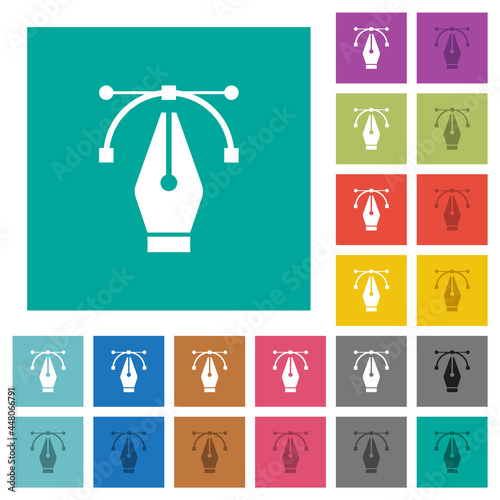 Editing vector curve with pen tool square flat multi colored icons